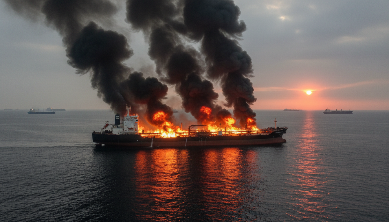 Pétrolier en flammes dans le détroit d&rsquo;Ormuz après une attaque de drone, selon les Gardiens de la Révolution iraniens